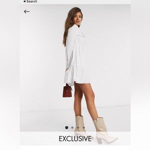 Stradivarius poplin shirt dress in white sold out